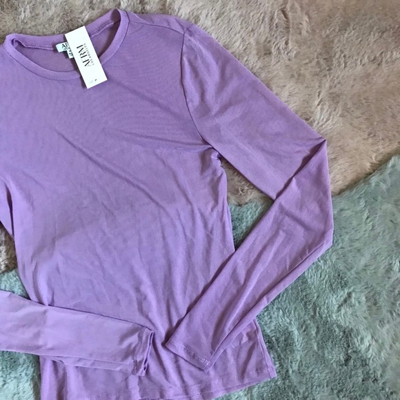 Afrm los angeles sunny purple lavender mesh sheer long sleeve top - Picture 4 of 7